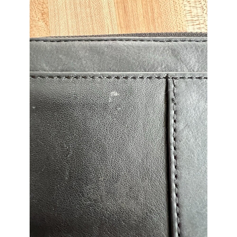 Coach Black Leather Buckle Accordion Checkbook Wallet Coin Zip Credit Card Slots - Picture 4 of 8